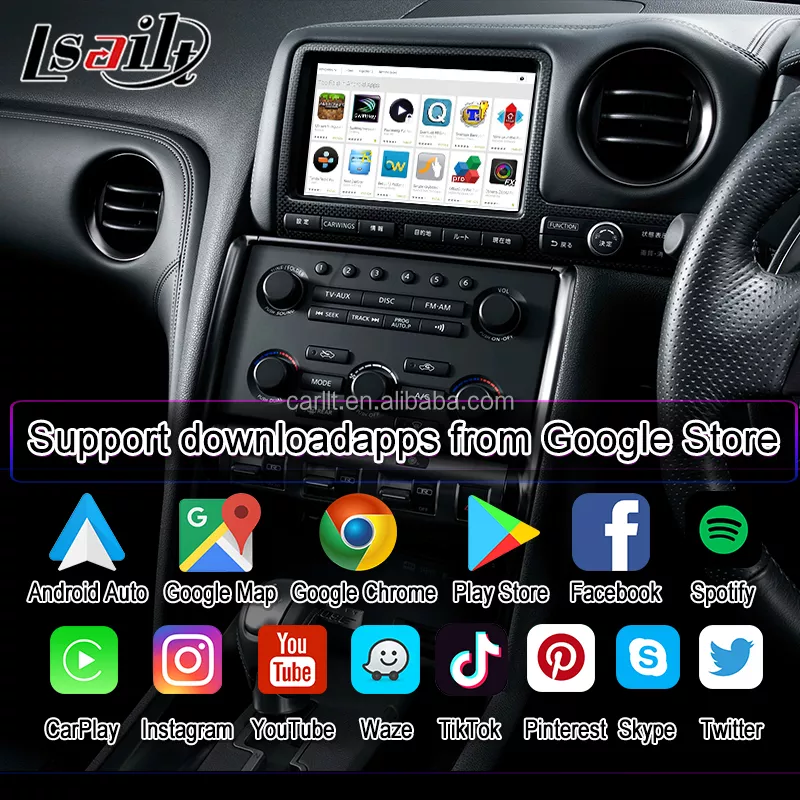 【新型】MFD交換タイプR35 GT-R 2011-2016用YOUTUBE CarPlay対応ディスプレイオーディオ