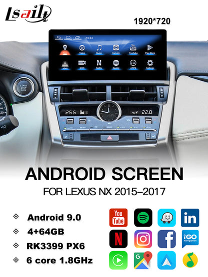 レクサス 2014-2017 NX TouchPad Ver 用 10.25インチディスプレイ交換 YOUTUBE CarPlay対応ディスプレイオーディオ