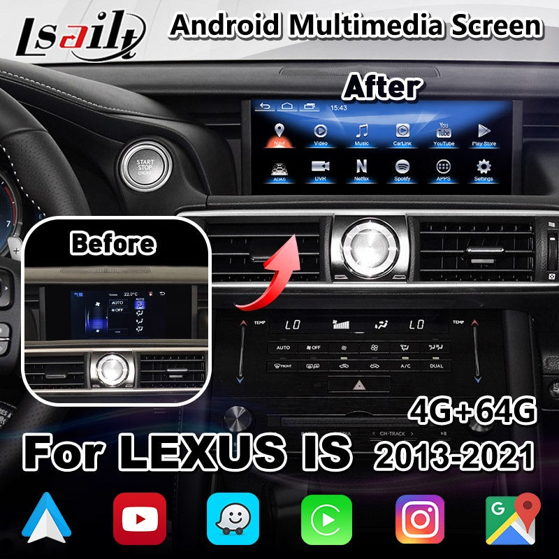 レクサス IS RC用 10.25インチモニター交換タイプ YOUTUBE CarPlay対応 