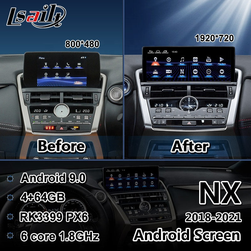 レクサス 2017-2021 NX TouchPad Ver 用 10.25インチディスプレイ交換 YOUTUBE CarPlay対応ディスプレイオーディオ